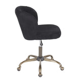 Lumisource Fran Contemporary Task Chair in Black Corduroy Fabric