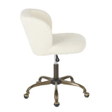 Lumisource Fran Contemporary Task Chair in Cream Corduroy Fabric