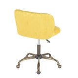 Lumisource Fran Contemporary Task Chair in Yellow Corduroy Fabric