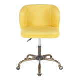 Lumisource Fran Contemporary Task Chair in Yellow Corduroy Fabric