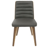 Lumisource Francesca Mid-Century Modern Dining/Accent Chair in Walnut Wood and Grey Faux Leather