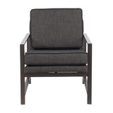Lumisource Franklin Contemporary Arm Chair in Antique Metal with Grey Fabric and Charcoal Piping