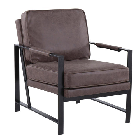 Lumisource Franklin Contemporary Arm Chair in Black Steel and Espresso Faux Leather