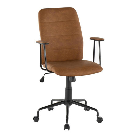 Lumisource Fredrick Contemporary Office Chair in Brown Faux Leather