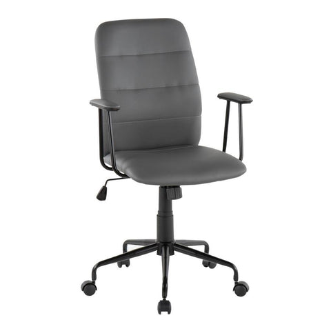 Lumisource Fredrick Contemporary Office Chair in Grey Faux Leather