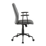 Lumisource Fredrick Contemporary Office Chair in Grey Faux Leather