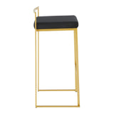 Lumisource Fuji Contemporary Barstool in Gold with Black Velvet Cushion - Set of 2