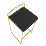Lumisource Fuji Contemporary Barstool in Gold with Black Velvet Cushion - Set of 2