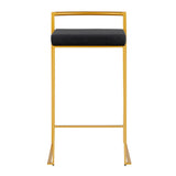 Lumisource Fuji Contemporary Counter Stool in Gold with Black Velvet Cushion - Set of 2