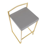 Lumisource Fuji Contemporary Counter Stool in Gold with Grey Faux Leather - Set of 2