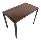 Lumisource Fuji Contemporary Counter Table in Antique Metal and Walnut Wood