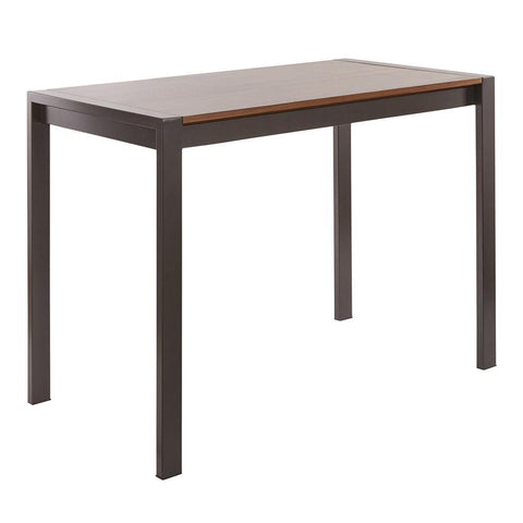 Lumisource Fuji Contemporary Counter Table in Antique Metal and Walnut Wood