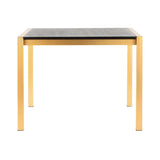 Lumisource Fuji Contemporary Counter Table in Gold Metal and Black Wood Grain Top