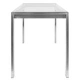 Lumisource Fuji Contemporary Counter Table in Stainless Steel and Clear Glass