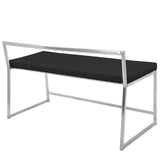Lumisource Fuji Contemporary Dining / Entryway Bench in Black Faux Leather