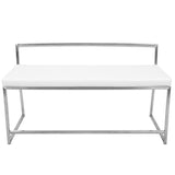 Lumisource Fuji Contemporary Dining / Entryway Bench in White Faux Leather
