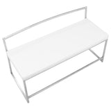 Lumisource Fuji Contemporary Dining / Entryway Bench in White Faux Leather