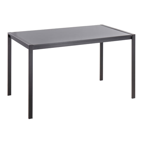 Lumisource Fuji Contemporary Dining Table in Black Metal with Black Wood Top