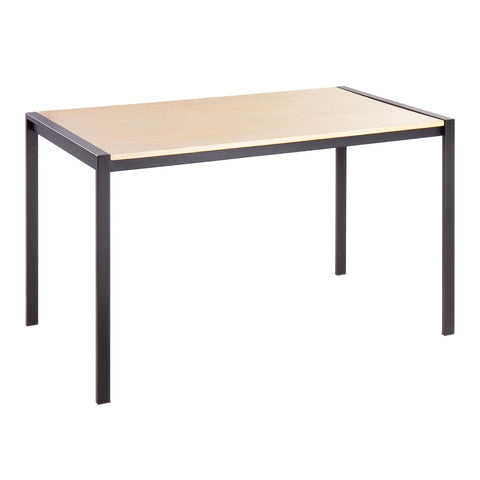 Lumisource Fuji Contemporary Dining Table in Black Metal with Natural Wood Top