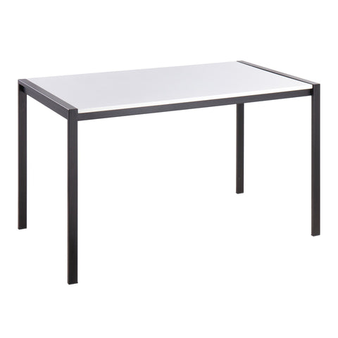 Lumisource Fuji Contemporary Dining Table in Black Metal with White Wood Top