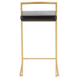 Lumisource Fuji Contemporary-Glam Counter Stool in Gold with Black Faux Leather - Set of 2