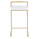 Lumisource Fuji Contemporary-Glam Counter Stool in Gold with White Faux Leather - Set of 2