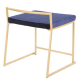 Lumisource Fuji Contemporary-Glam Stackable Dining Chair in Gold Metal and Blue Velvet - Set of 2