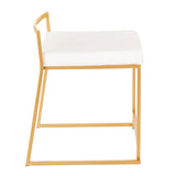 Lumisource Fuji Contemporary/Glam Stackable Dining Chair in Gold Metal and White Velvet - Set of 2