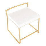 Lumisource Fuji Contemporary/Glam Stackable Dining Chair in Gold Metal and White Velvet - Set of 2