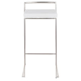 Lumisource Fuji Contemporary Stackable Barstool in Stainless Steel with White Velvet Cushion - Set of 2