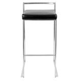 Lumisource Fuji Contemporary Stackable Barstool with Black Faux Leather - Set of 2