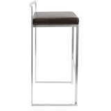 Lumisource Fuji Contemporary Stackable Barstool with Brown Faux Leather - Set of 2
