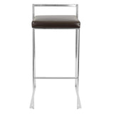Lumisource Fuji Contemporary Stackable Barstool with Brown Faux Leather - Set of 2