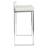 Lumisource Fuji Contemporary Stackable Barstool with White Faux Leather - Set of 2