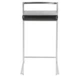 Lumisource Fuji Contemporary Stackable Counter Stool in Black Faux Leather - Set of 2