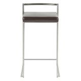 Lumisource Fuji Contemporary Stackable Counter Stool in Brown Faux Leather - Set of 2