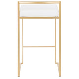 Lumisource Fuji Contemporary Stackable Counter Stool in Gold with White Velvet Cushion - Set of 2
