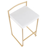 Lumisource Fuji Contemporary Stackable Counter Stool in Gold with White Velvet Cushion - Set of 2