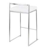 Lumisource Fuji Contemporary Stackable Counter Stool in Stainless Steel with White Velvet Cushion - Set of 2