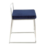 Lumisource Fuji Contemporary Stackable Dining Chair in Blue Velvet - Set of 2