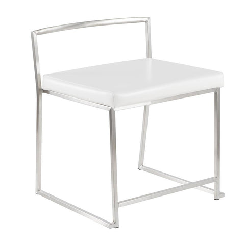 Lumisource Fuji Contemporary Stackable Dining Chair in White Faux Leather - Set of 2