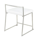 Lumisource Fuji Contemporary Stackable Dining Chair in White Velvet - Set of 2