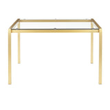 Lumisource Fuji Contemporary/glam Dining Table in Gold Metal with Clear Glass Top