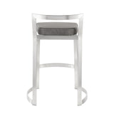Lumisource Fuji DLX Contemporary Counter Stool in Stainless Steel & Marbled Grey Faux Leather Cushion - Set of 2