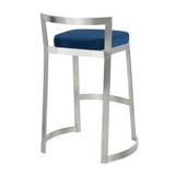 Lumisource Fuji DLX Contemporary Counter Stool in Stainless Steel and Blue Velvet Cushion - Set of 2
