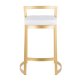 Lumisource Fuji DLX Contemporary/Glam Counter Stool in Gold Metal and White Faux Leather Cushion - Set of 2