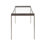 Lumisource Fuji Industrial Dining Table in Antique Metal with Clear Glass Top