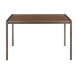 Lumisource Fuji Industrial Dining Table in Antique Metal with Walnut Wood Top