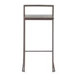 Lumisource Fuji Industrial Stackable Barstool in Antique w/Espresso Wood-Pressed Grain Bamboo Seat - Set of 2