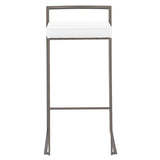 Lumisource Fuji Industrial Stackable Barstool in Antique with White Faux Leather Cushion - Set of 2